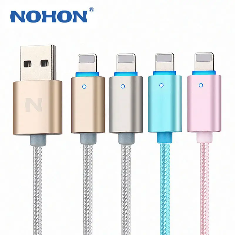 NOHON 150 см светодиодный умный USB кабель для iPhone X 8 5S 6 Plus 6S ipad 4 mini Air IOS 6 7 8 9 10 11 алюминиевый сплав кабель для зарядки и передачи данных