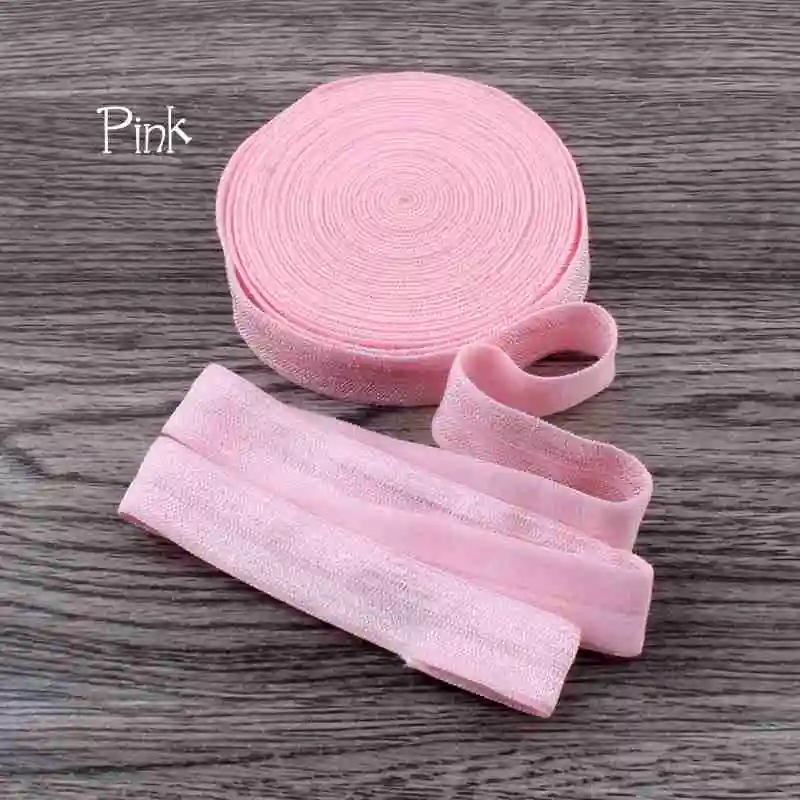 10 ярдов 5/"(15 мм) красота блестящий сплошной цвет FOE эластичная лента для волос стягивается над эластичной лентой для головы носить подарочная упаковка - Цвет: Pink