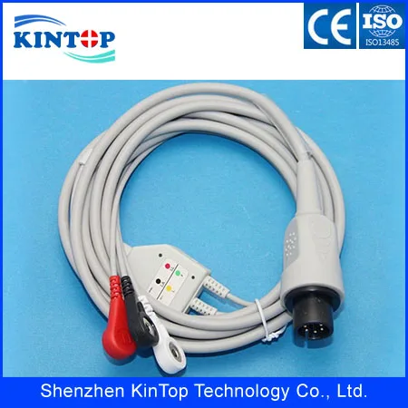 

Compatibe New BCI,CSI,GE,Nihon Kohden,for Philips,Mindray Patient ECG/EKG Monitor with 3 lead Cable snap with CE approved