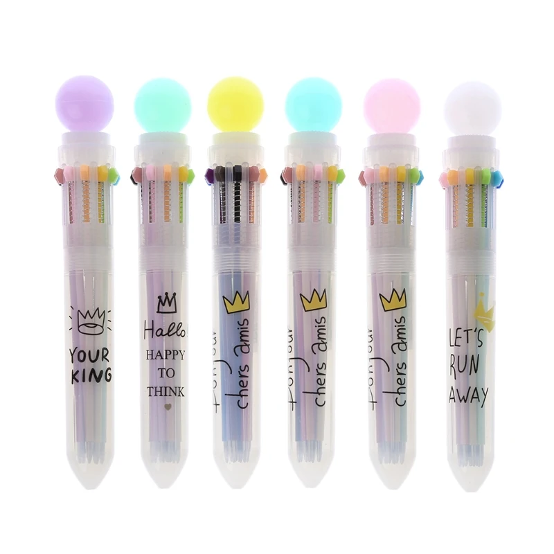 

1 Pc High Quality Ballpoint Pen Creative Candy Color 10 Color In One Set Ballpoint Pen Writing School&Office Stationery