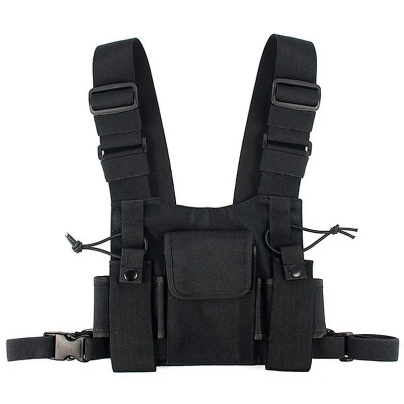 

Fashion Nylon Chest Rig Bag Black Vest Hip Hop Streetwear Functional Tactical Harness Chest Rig Kanye Waist Pack Chest Bag