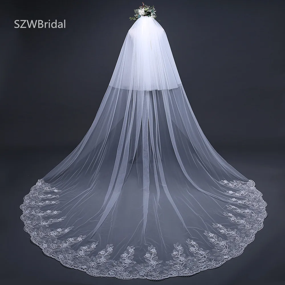 New Arrival Bridal Face Cover Veil Trailing Wedding Bride Lace Long