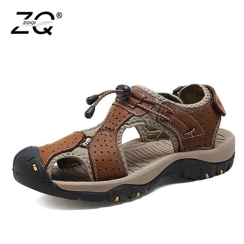 melhor 2018 Mens Sandálias de Couro Genuíno Sapatos Novos Homens Da Praia do Verão Sapatos Casuais Sandálias Ao Ar Livre para o homem Mais Size39 44