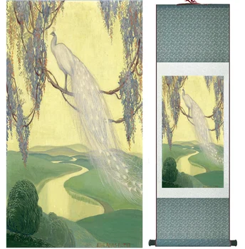 

peacock and flower painting Home Office Decoration Chinese scroll painting traditional birds and flower painting 042104