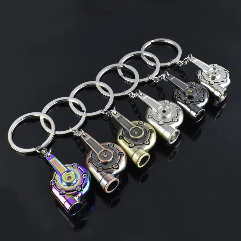 

2019 Whistle Sound Turbo Keychain Sleeve Bearing Spinning Auto Part Model Turbine Turbocharger Key Chain Ring