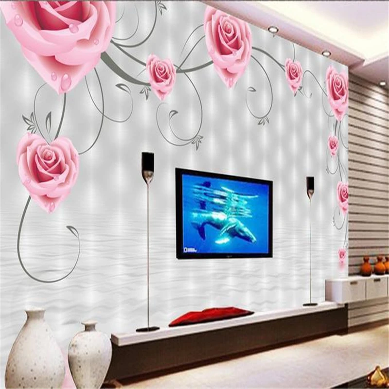 beibehang 3d stereoscopic green bamboo Europe TV backdrop wallpaper living room bedroom murals with flower 3d wallpaper