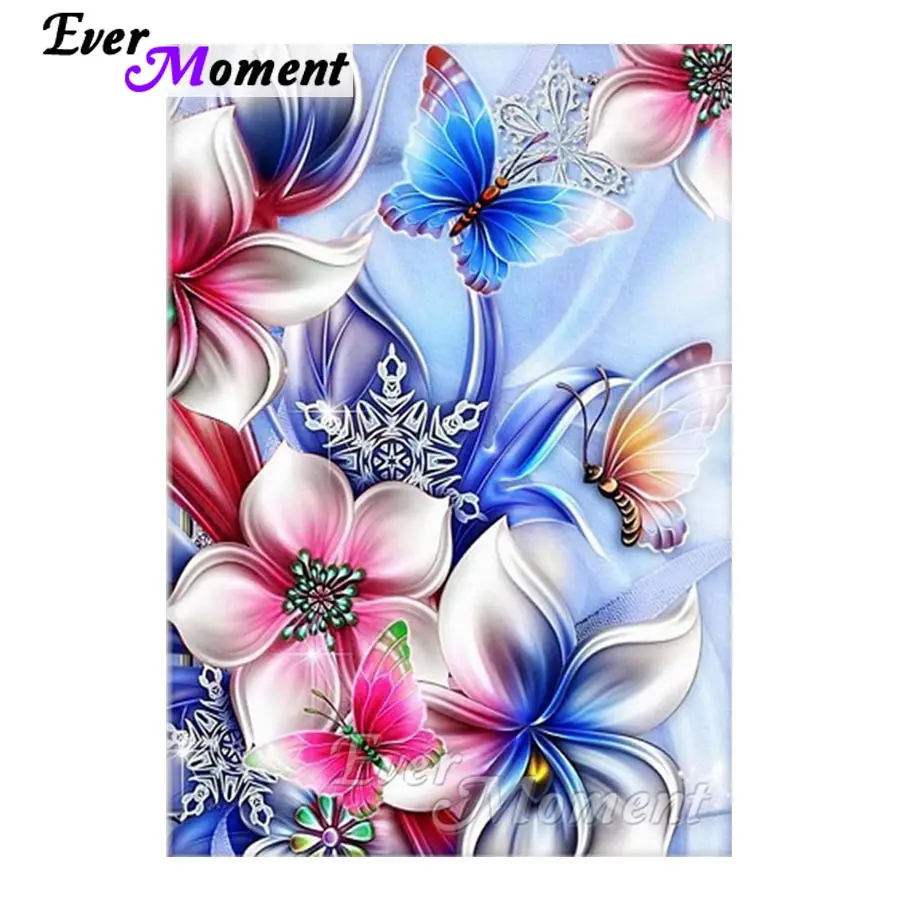 

Ever Moment Picture Mosaic Diamond Painting Flower Butterfly Blue 5D DIY Diamond Embroidery Rhinestone Home Decoration S2F131