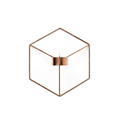 Геометрическая форма подсвечник Настенный декор металлический подсвечник Нордический ветер колокол украшения для свечи стеллаж для хранения - Цвет: copper