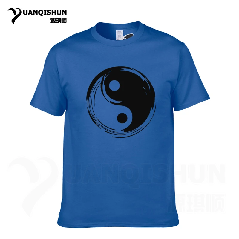 YUANQISHUN модные летние брендовые футболки мужские топы китайские Tai Chi Yin Yang мужские футболки с принтом Удобные Хлопковые футболки - Цвет: Синий