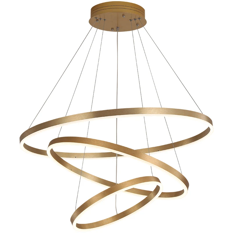 Современный светодиодный подвесной светильник для столовой гостиной lamparas colgantes pendientes круглые кольца Золотая Подвесная лампа с тусклым светом
