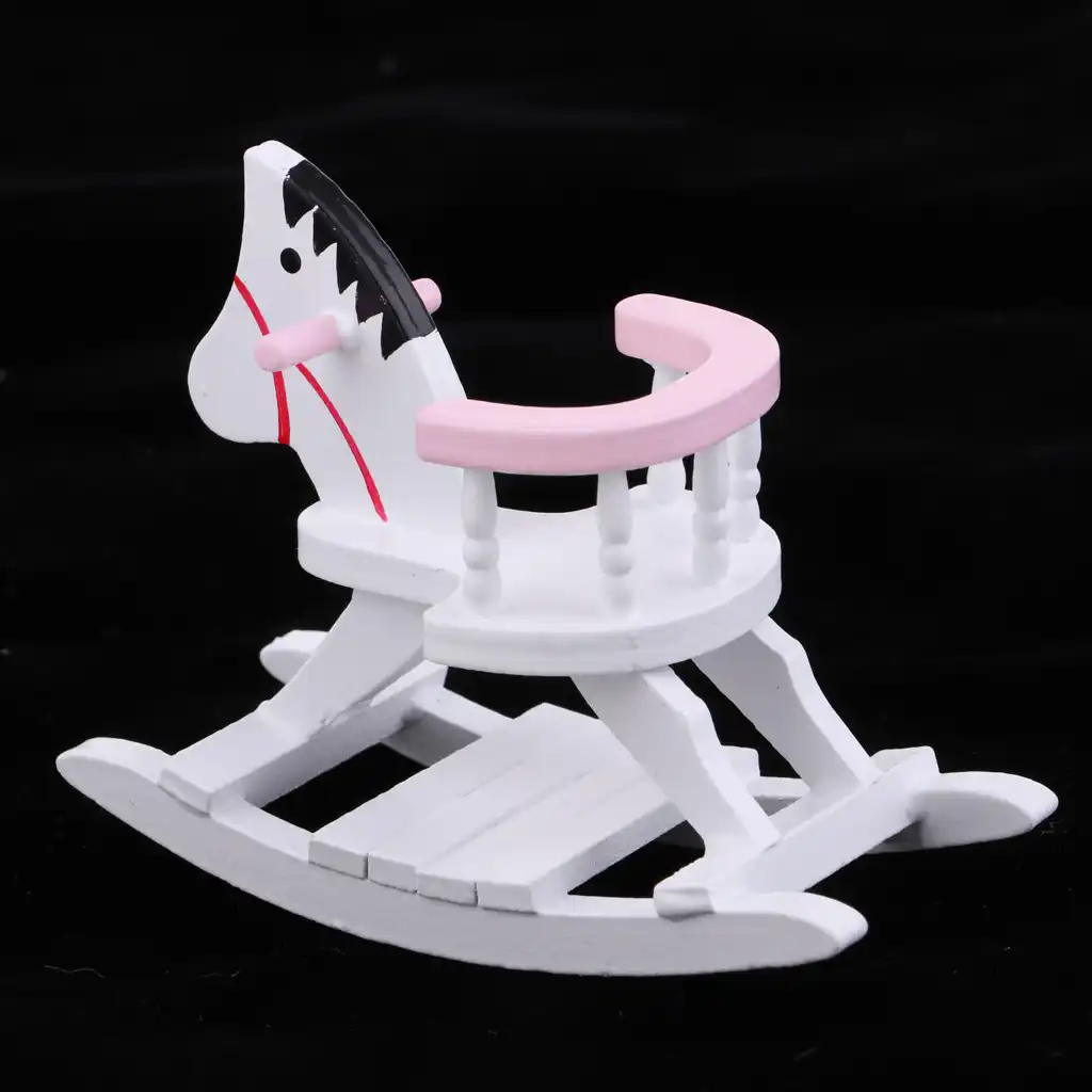 1//12 Dollhouse Miniature Wooden Rocking Horse Cockhorse for Nursery Room