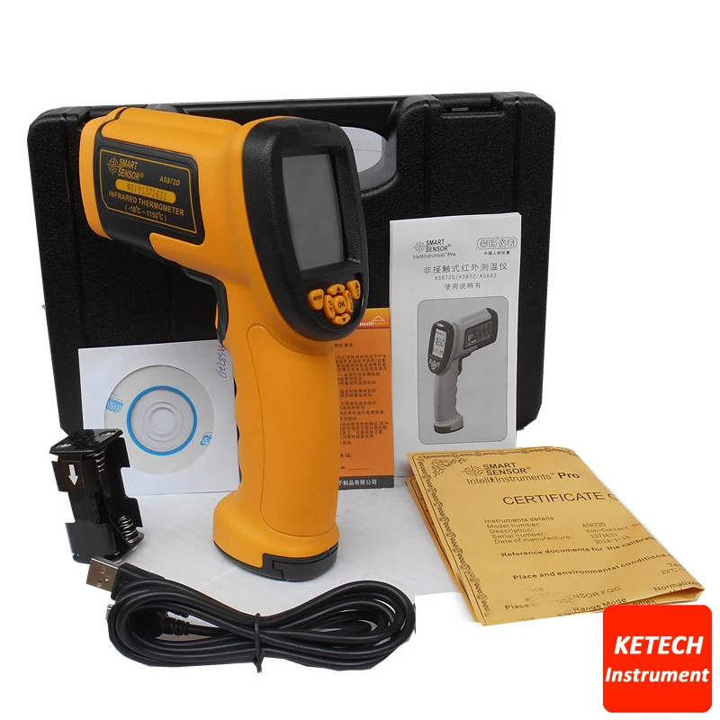 

Portable Digital Infrared Gun Thermometer -18C~1350C(-0F~2462F) AS872