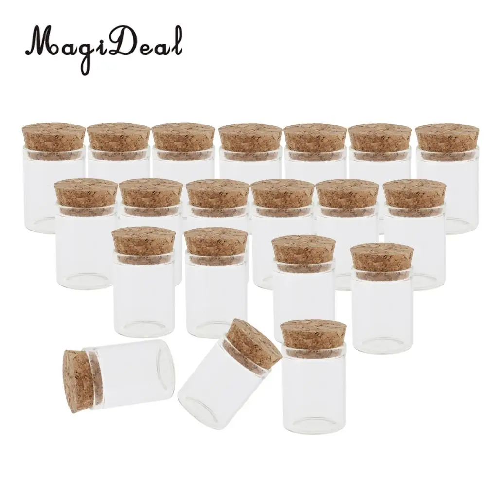 20pcs 15ml Mini Glass Cork Jars Essential Oil DIY Decoration Bottle - Wishing Lucky Vials
