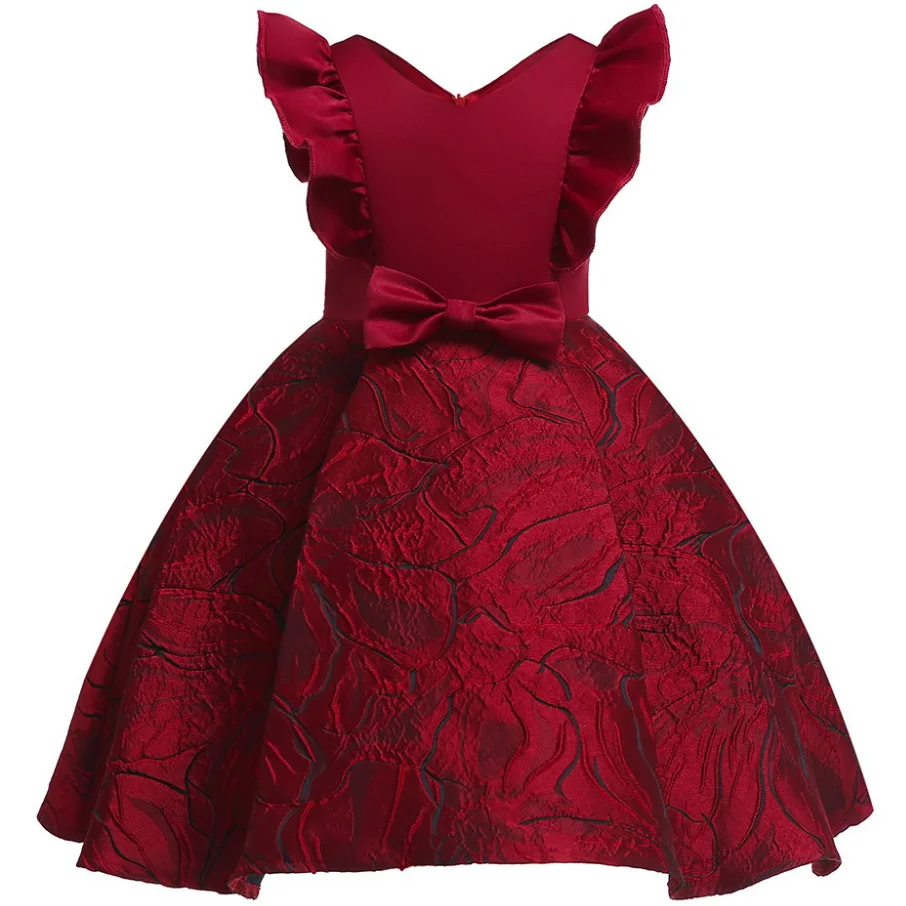 

Girls Bow Wdding Party Dresses Teen Flower Ball Gown Kids Clothes Baby Girl Birthday Princess Dress Toddler Children's Clothing