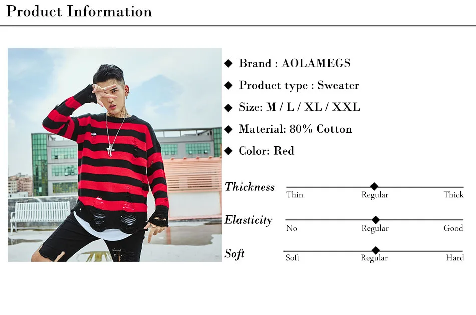 Aolamegs Male Sweatshirt Striped Holes Sweatshirts Pullover Fashion Full Sleeve High Street Streetwear Casual Autumn 2017 Brand (20)