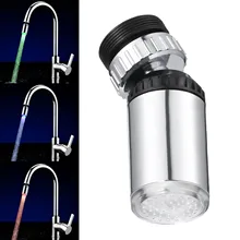 Светодиодный светильник для водопроводного крана, 3 цвета, меняющая свечение, насадка для душа, кухонный кран, светильник, датчик температуры 22 мм, внутренняя резьба