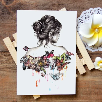 

Waterproof Temporary Tattoo Sticker Butterfly girl tattoo Water Transfer Flash Tattoo fake tattoo for women men kids #758