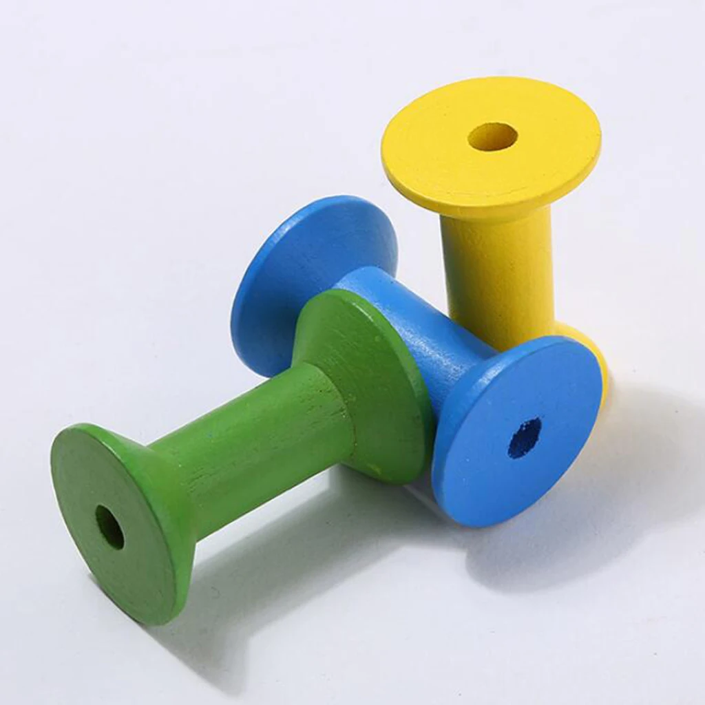 100 Pieces Colorful Wooden Sewing Tools Empty Thread Spools Sewing Crafts DIY Making Finding Supplies