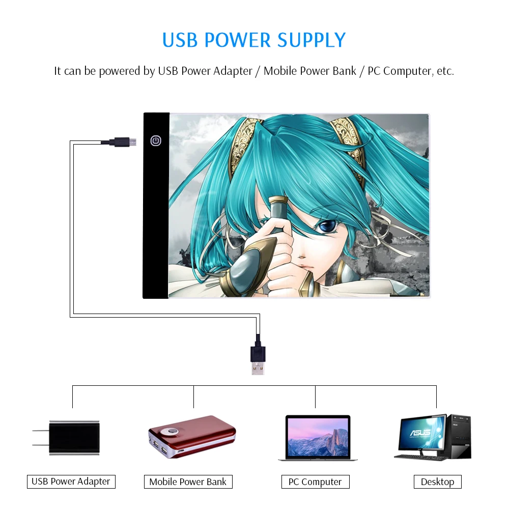 Chipal A4 LED Menggambar Tablet Digital Graphics Pad USB Lampu LED Kotak Copy Papan Elektronik Seni Grafis Lukisan Menulis Tabel-in Tablet Digital from Komputer 