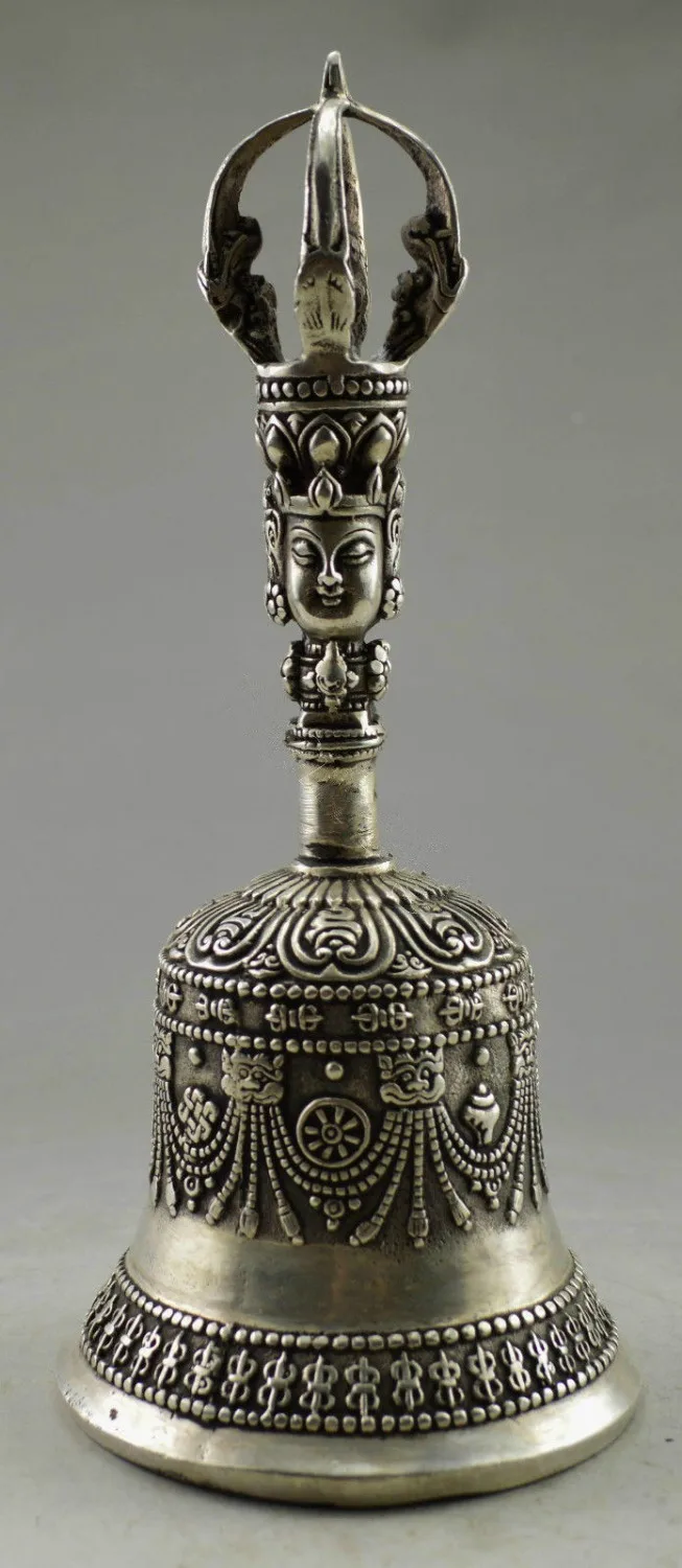 China's Tibet silver buddhist sculpture of Buddha exorcism clock multiplier | Дом и сад