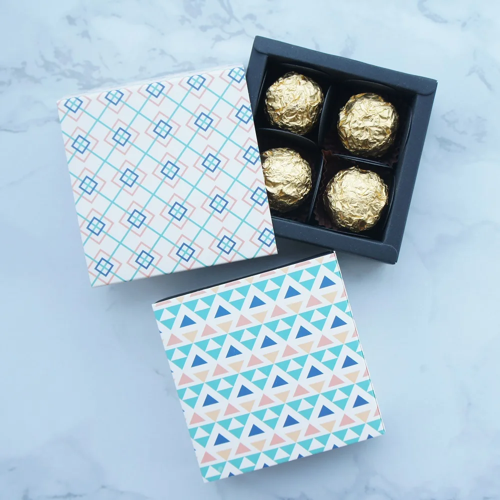

9*9*3.5CM geometry design 2 style 10 set Chocolate Paper Box valentine's day Christmas Birthday Party Gifts Packing