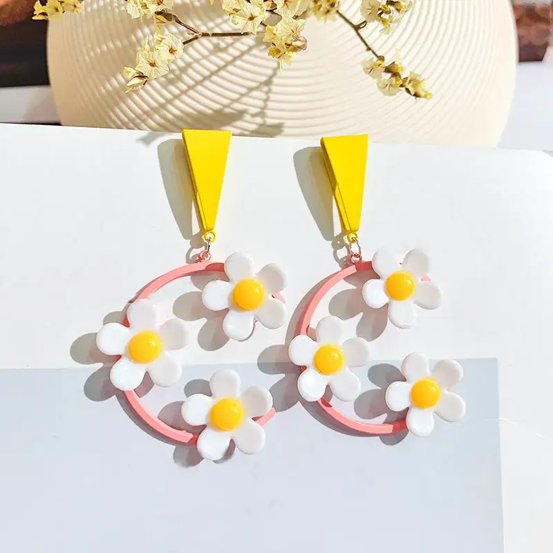 

Fashion Flower Drop Earrings For Women Top Design 2019 New Korean Pendientes