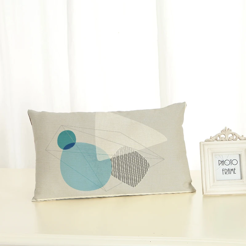 

High Quality Geometric Housewear Lumbar pillow Chair Cushion Cover Soft Pillow Case Cojines Almofadas Cotton Linen Square 30x50