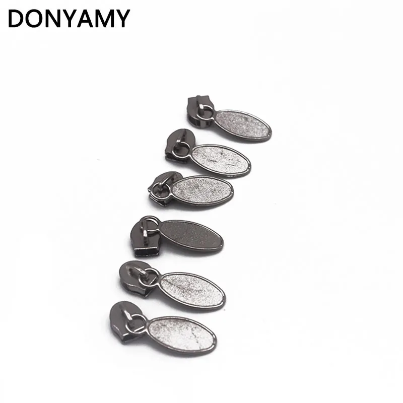 DONYAMY 50pcs/lot 3# Zinc Alloy Non Lock Zipper Puller Zipper Sliders For Sewing Oval Shape