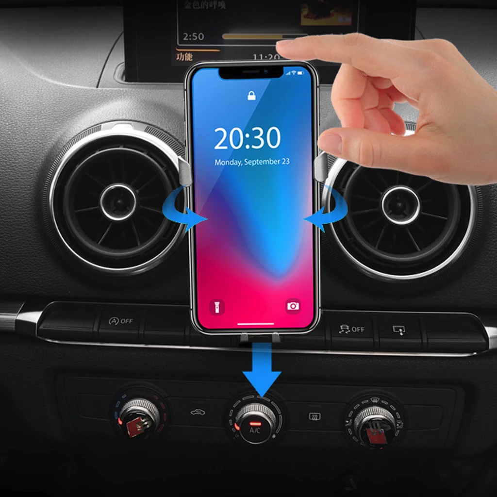 Вращающийся на 360 градусов гравитационный автомобильный держатель телефона на вентиляции для Audi A3 S3 Универсальный Автомобильный gps кронштейн