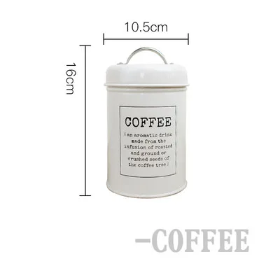 Кухонная герметичная железная коробка для чая, кофе, сахара, банки для хранения, Скандинавия, конфеты, круглая металлическая герметичная банка, контейнер для сухого молока, бутылка - Цвет: White COFEE
