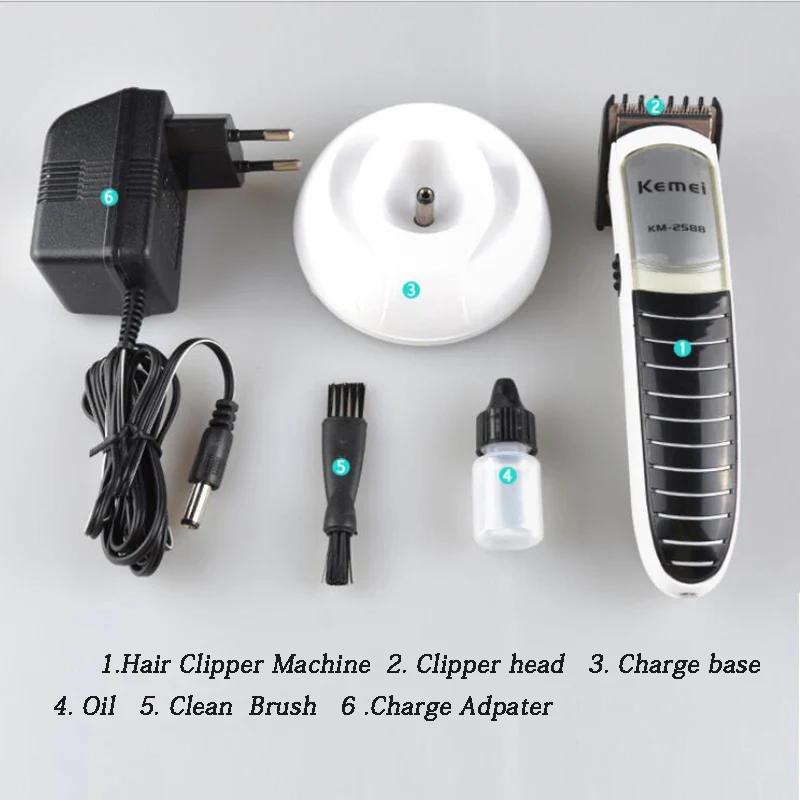 Original Kemei KM-2588 Rechargeable Hair Electric Shaver Men Hair Cutting Machine Battery Hair Clipper Trimmer 110V-240V