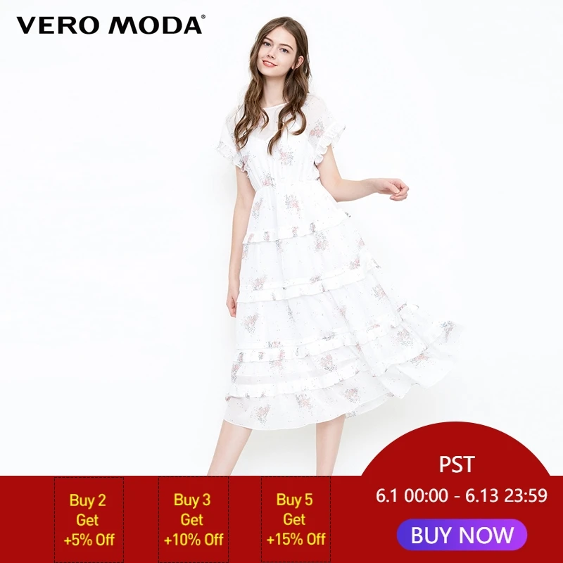 

Vero Moda Frilled Trims Printed Two-piece Dress Summer Beach Dress 2019 | 31837B506