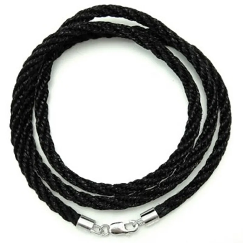 

18" 2.0mm Fabric Cotton Braided Cord Rope Necklace With S925-Color Lobster Clasps Jewelry Making Bijoux