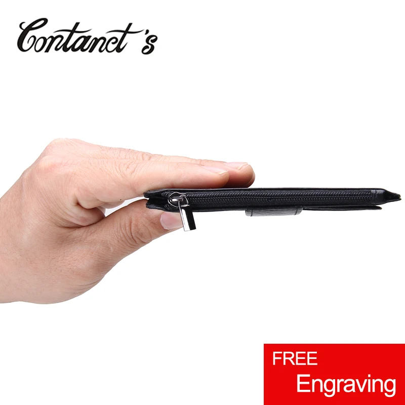 

Business Men's Wallet Genuine Leather Bank Credit Card Holder Mini Design Zipper Coin Purse Organizer Photo Pocket Silm Wallets