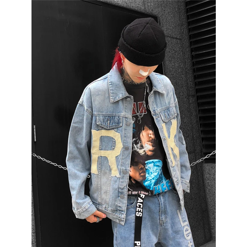 UNCLEDONJM Let's rock mens denim jacket jeans jacket men streetwear outerwear coat hip hop mens clothing tactical jacket 242W UNCLEDONJM Let's rock mens denim jacket jeans jacket men streetwear outerwear coat hip hop mens clothing tactical jacket 242W