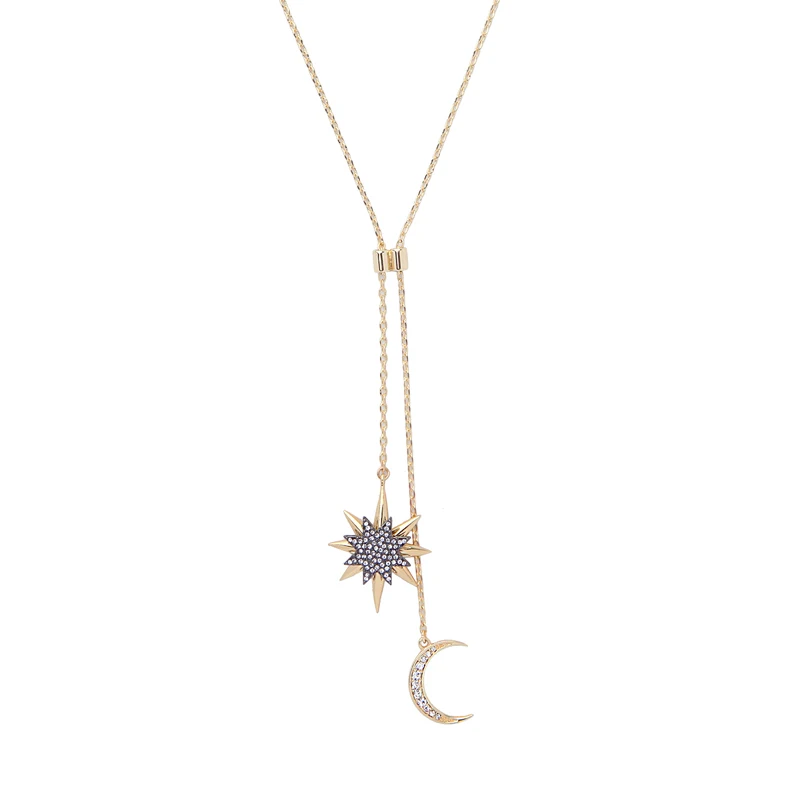 

Women Simple Adjustable Chain Necklace & Pendant Korean Fashion Crystal Star Moon Necklace Jewelry Wholesale