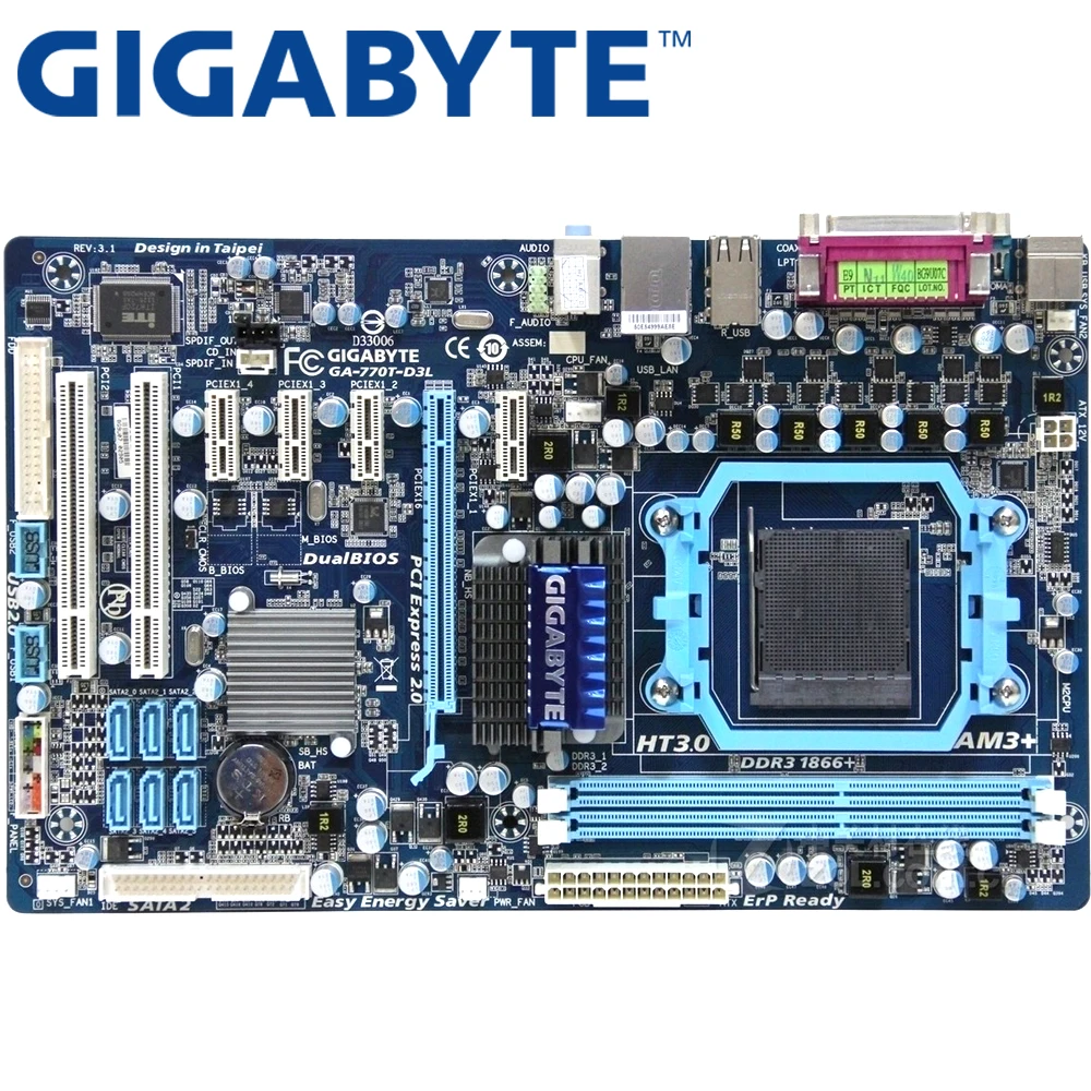 Материнская плата GIGABYTE GA-770T-D3L для настольного ПК 770 Socket AM3 DDR3 8G Phenom II Athlon ATX