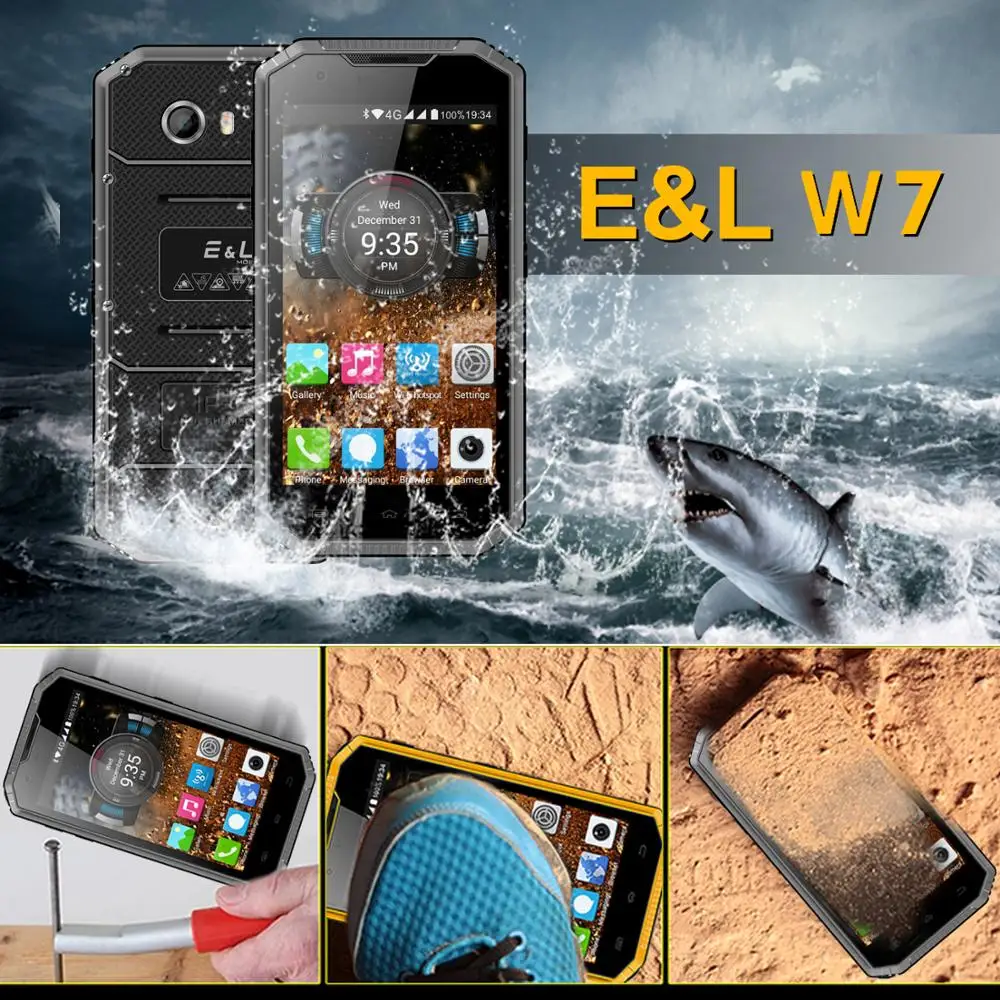 

E&L W7 IP68 Waterproof Shockproof Dustproof 4G smartphone Quad core 1GB RAM+16GB ROM 2800mAh 8.0MP GPS Dual sim Mobile phone