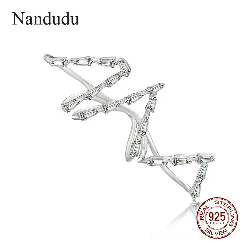 

Nandudu 925 Sterling Silver Women Clip Earring for Right Ear Cuff Jewelry Earring Geometric Fashion Accessory Girls Gift CE400