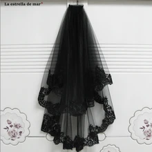 La звезда mar schleier2019 черный бутон лента гребень 80 см короткая brid вуаль Свадебные вуали недорогой свадебный аксессуар