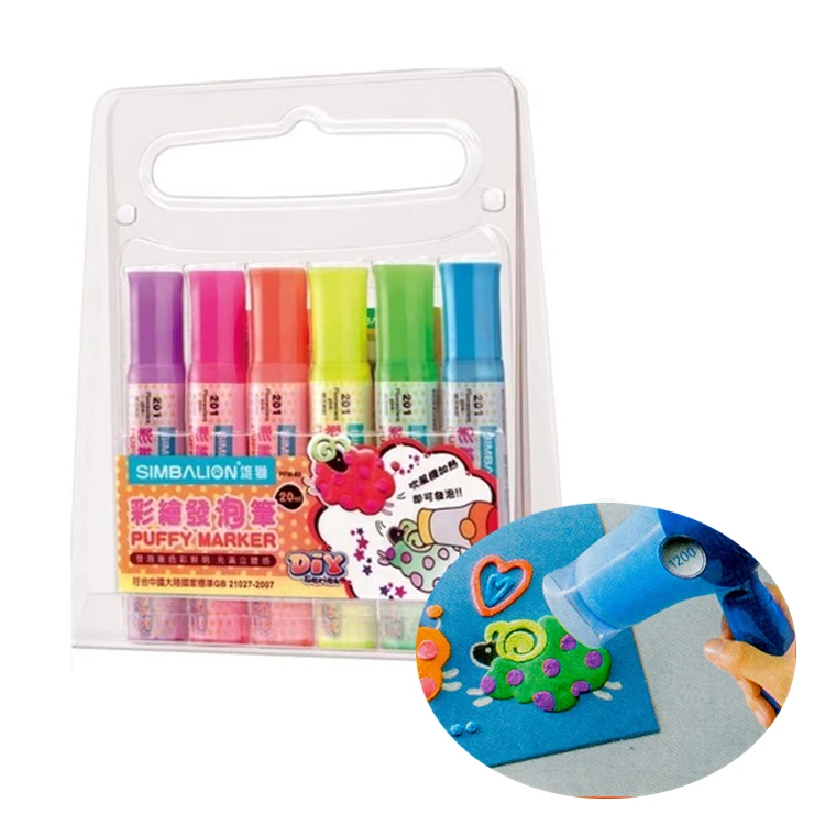 

Simbalion Puffy Marker 6 color set 20ML Each Tube DIY Card Clothes Wood For Decoration Creative Art Supplies