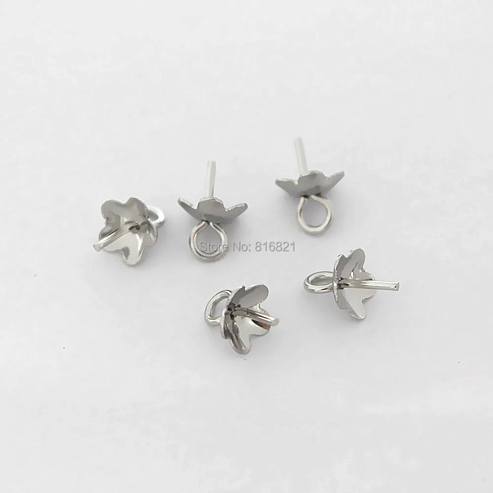 

5.8mm Stainless Steel Flower Pearl Eye Pin Bail Pin Pendant Flower Cap Caps DIY Findings Wholesale