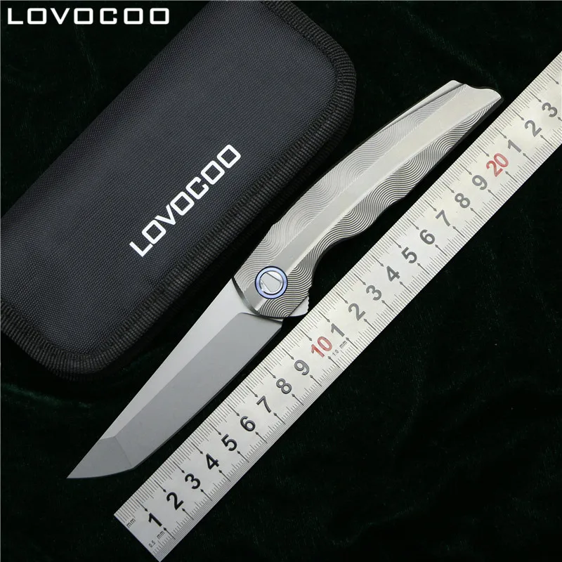 

LOVOCOO RUS RFT Flipper Folding knife MRBS D2 blade Titanium handle Tactical hunting outdoor camping survival Knives EDC tools
