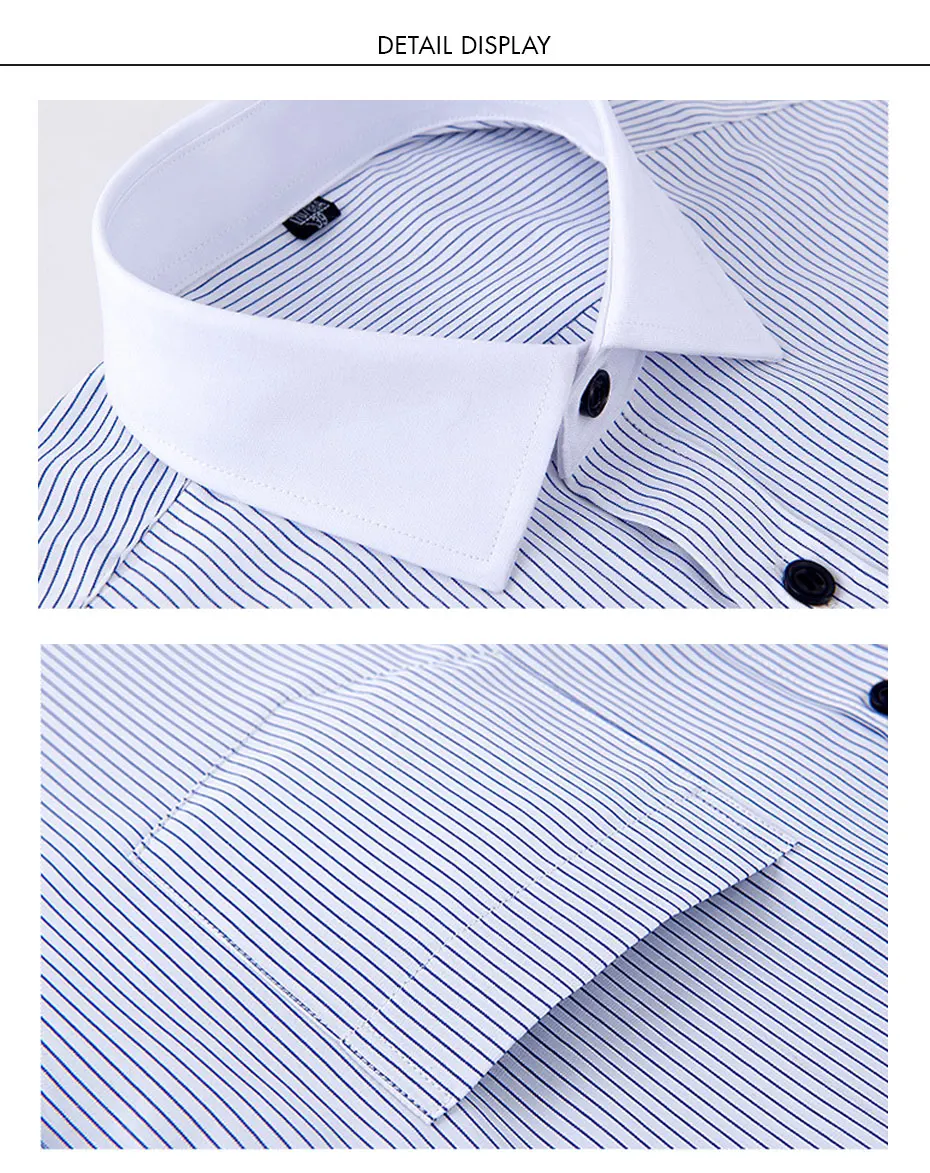 CARANFIER Новый Для мужчин s белый воротник Полосатые рубашки Для мужчин платье рубашки для Бизнес/Офис Износ Для мужчин формальные социальные