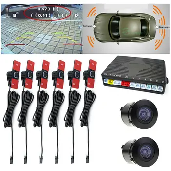 

GreenYi Dual Channel Car Video Parking Sensor Camera Radar Detector System with 6PCS 16MM Flat Sensors and 2 Cameras Buzzer