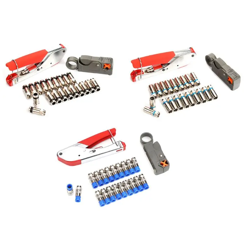 Hand Compression Crimping Tool Crushing Clamp With Wire Stripping Plier 20Pcs Clamping Connector Extrusion Equipment Kits