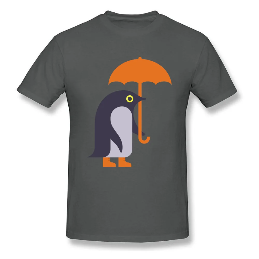 Umbrella Penguin O-Neck T-Shirt Summer Tops Shirt Short Sleeve Cheap Pure Cotton Funny Tee-Shirt Personalized Male Umbrella Penguin carbon