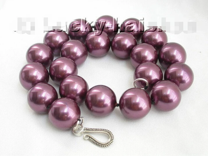 

20mm 100% round wine red south sea shell pearl necklace@^Noble style Natural Fine jewe FREE SHIPPING