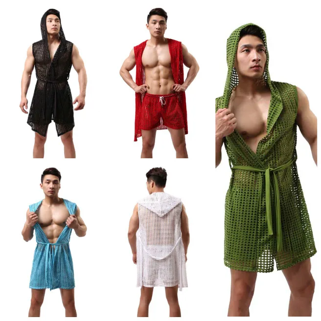 Сексуальное женское белье для мужчин, летний модный халат, Мужская домашняя одежда для сна, милая прозрачная одежда с прозрачной сеткой