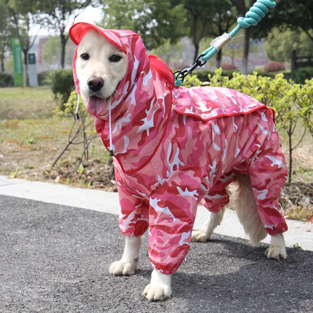 Large Dog Raincoat Big Dog Clothes Jumpsuit Rain Jacket Golden